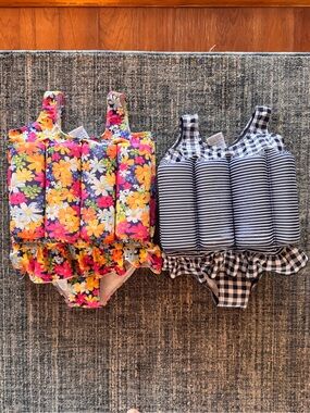 Girls Floating swimsuits with removable buoyancy sticks